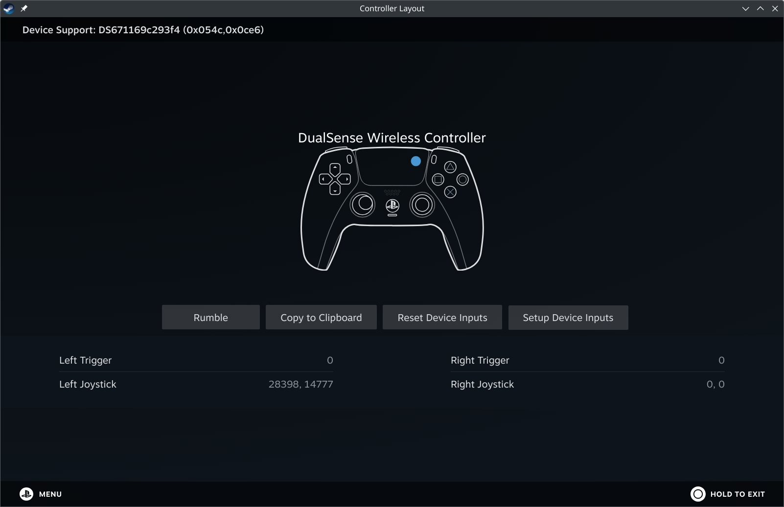 Screenshot of the DualSense being recognised by Steam